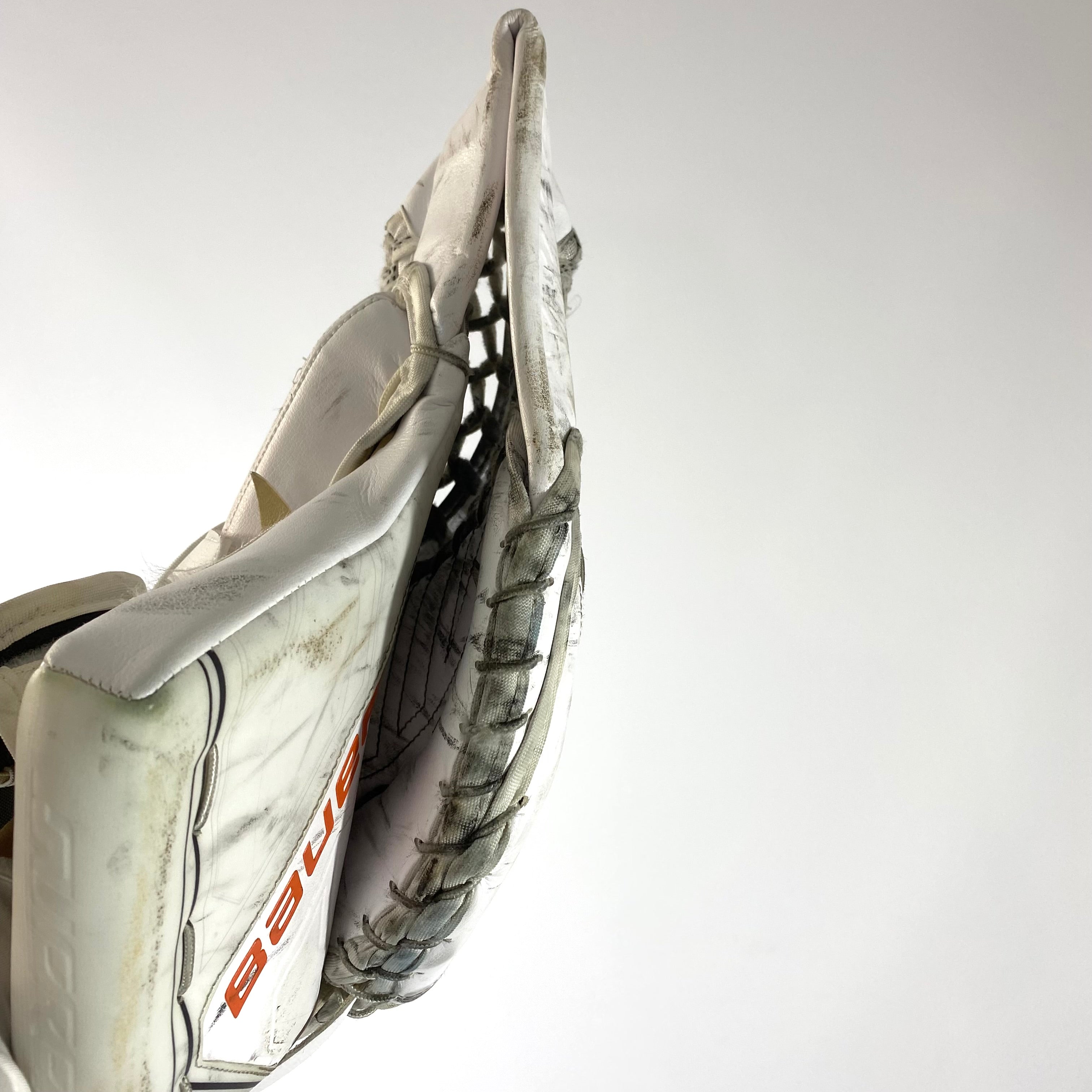 Bauer Supreme Mach - Gant de gardien Pro Stock d'occasion - (Blanc/Orange)